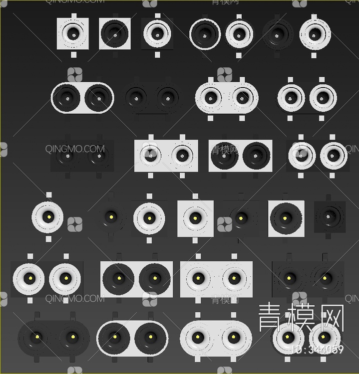 筒灯射灯组合3D模型下载【ID:344059】