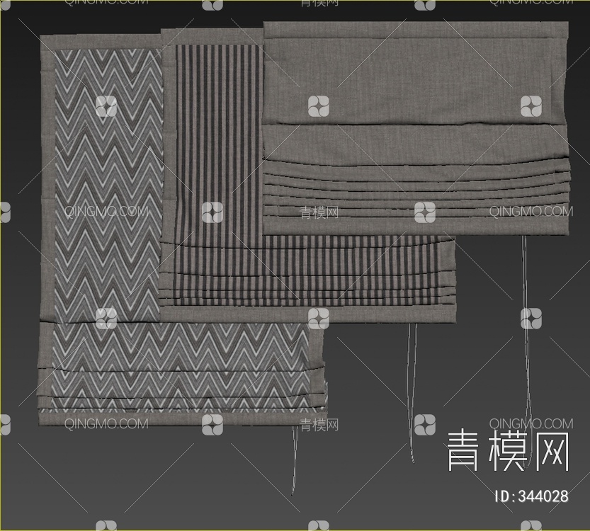 布艺卷帘窗帘3D模型下载【ID:344028】