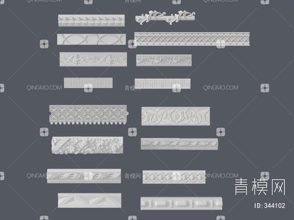 雕花线条组合3D模型下载【ID:344102】