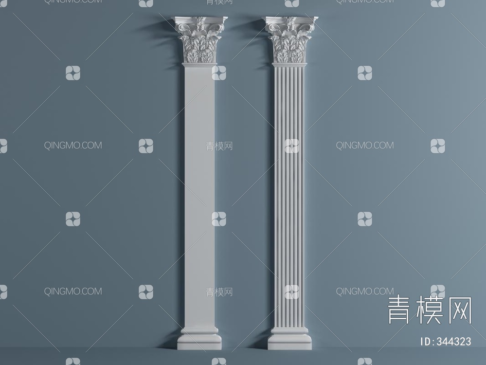 罗马柱半柱3D模型下载【ID:344323】