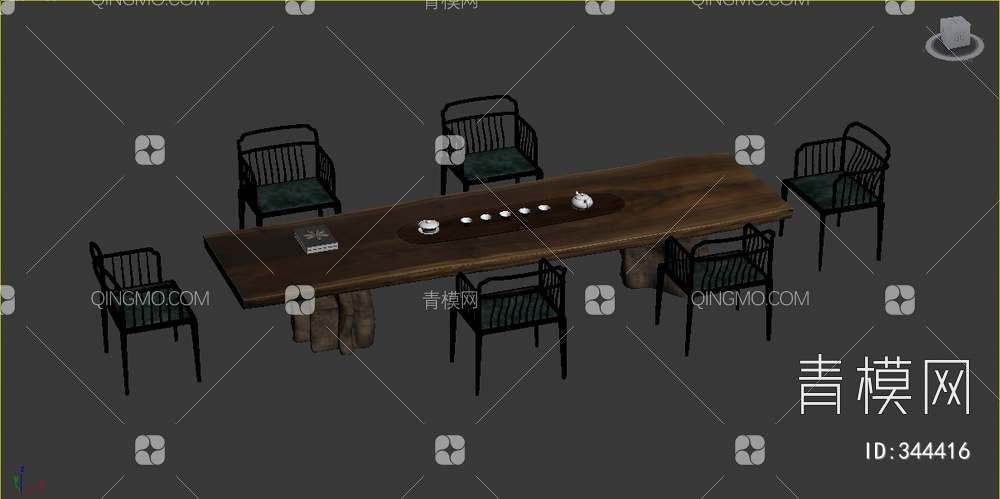 茶桌椅组合3D模型下载【ID:344416】