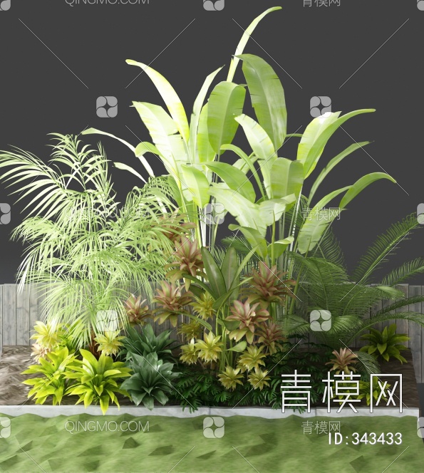 植物堆组合3D模型下载【ID:343433】