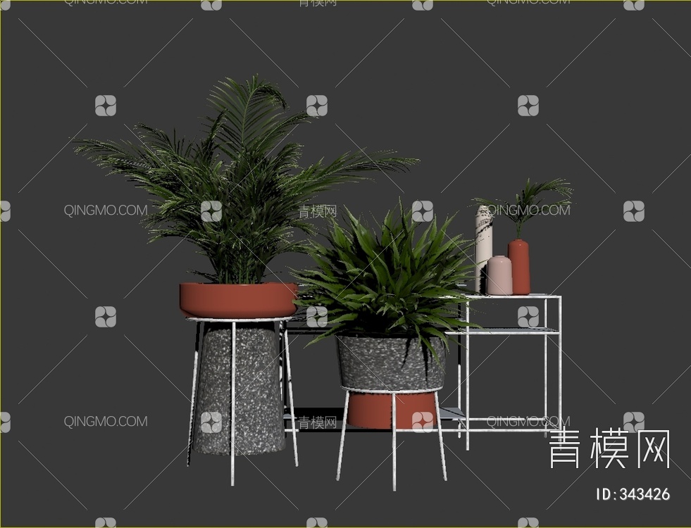 植物盆栽组合3D模型下载【ID:343426】