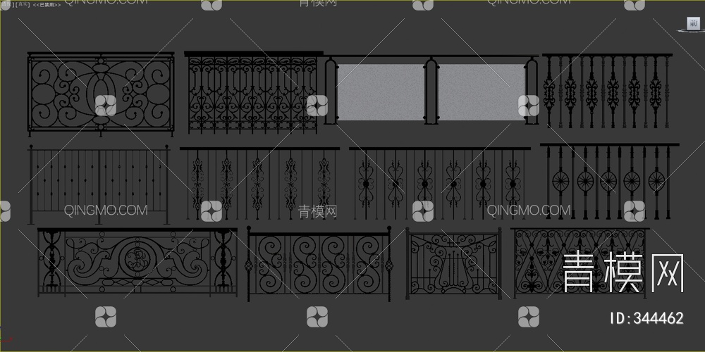 铁艺栏杆组合3D模型下载【ID:344462】