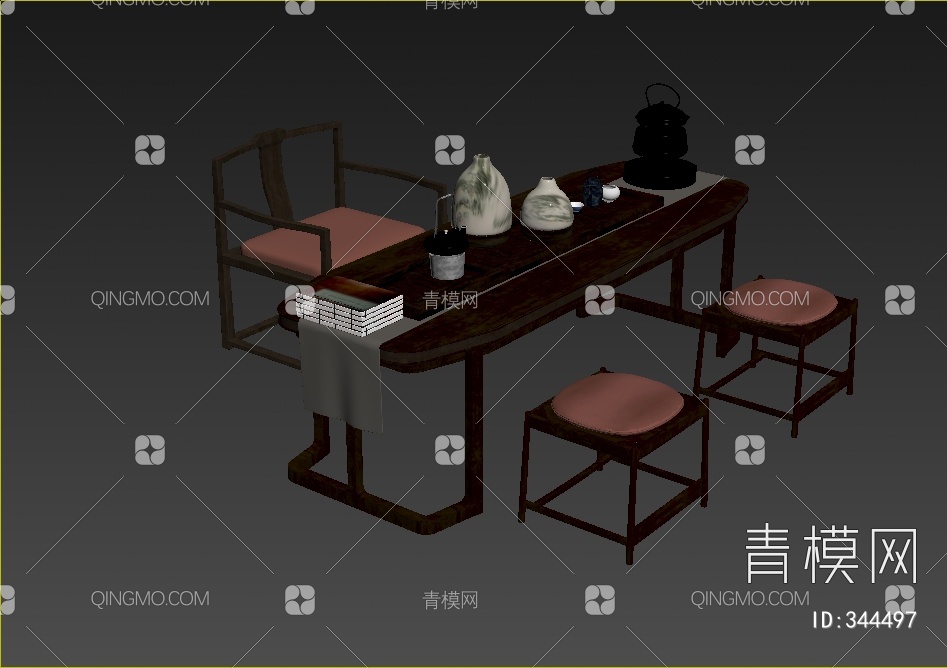 茶桌椅组合3D模型下载【ID:344497】