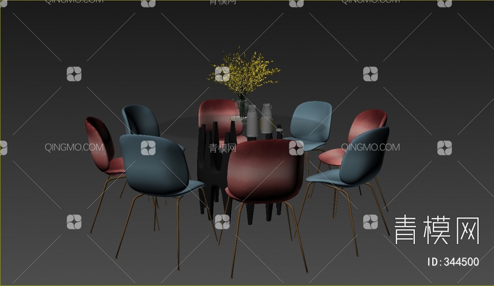 餐桌椅组合3D模型下载【ID:344500】
