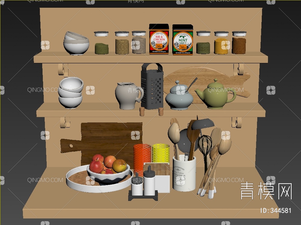 厨房用品3D模型下载【ID:344581】