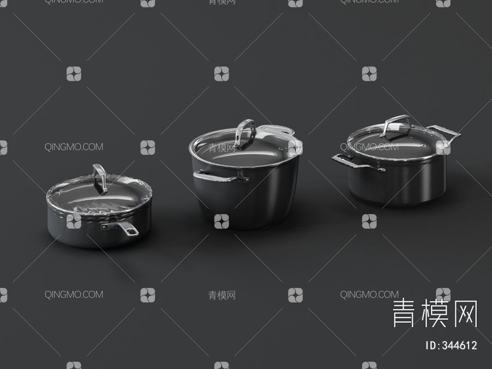 厨房用品不锈钢锅3D模型下载【ID:344612】