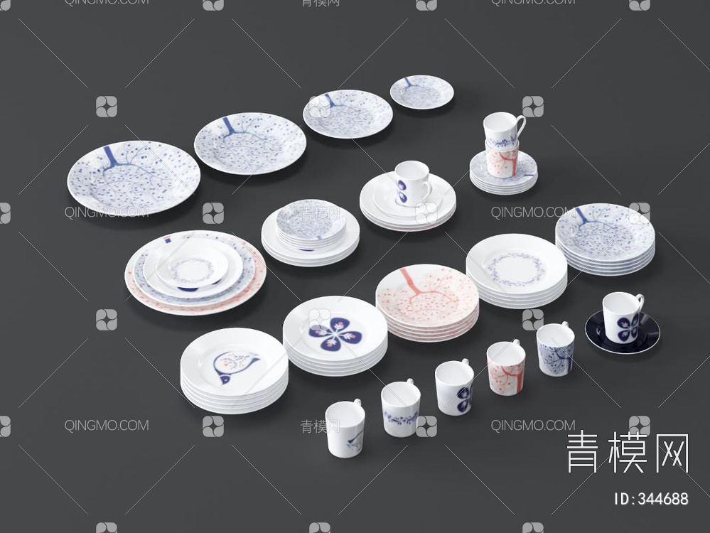 餐具组合3D模型下载【ID:344688】