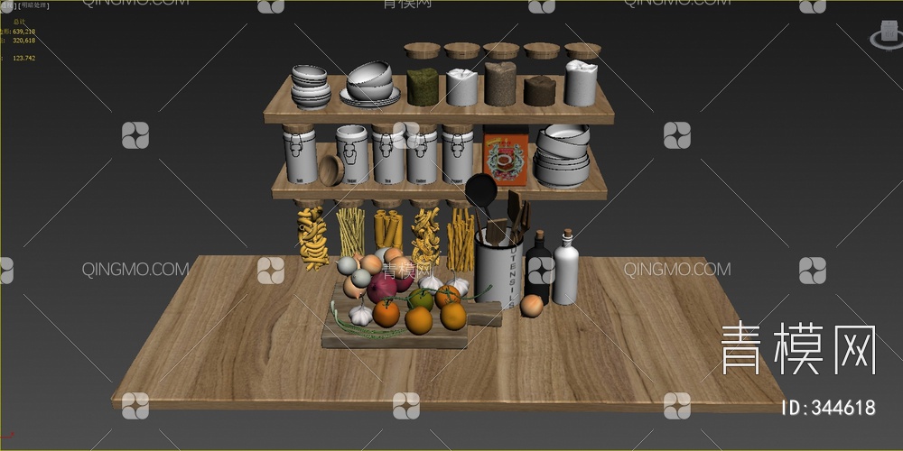 厨房用品组合3D模型下载【ID:344618】