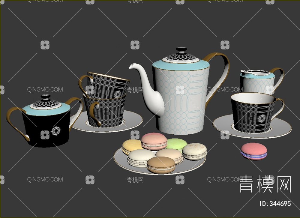 下午茶餐具组合3D模型下载【ID:344695】