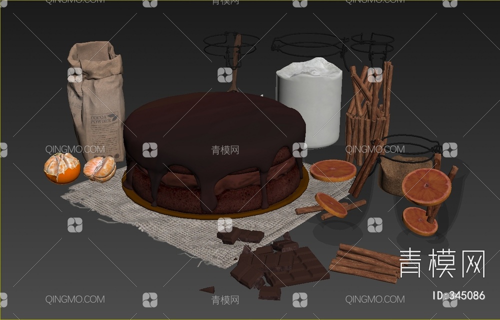 蛋糕食品组合3D模型下载【ID:345086】