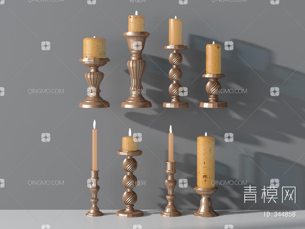 蜡烛烛台组合3D模型下载【ID:344858】