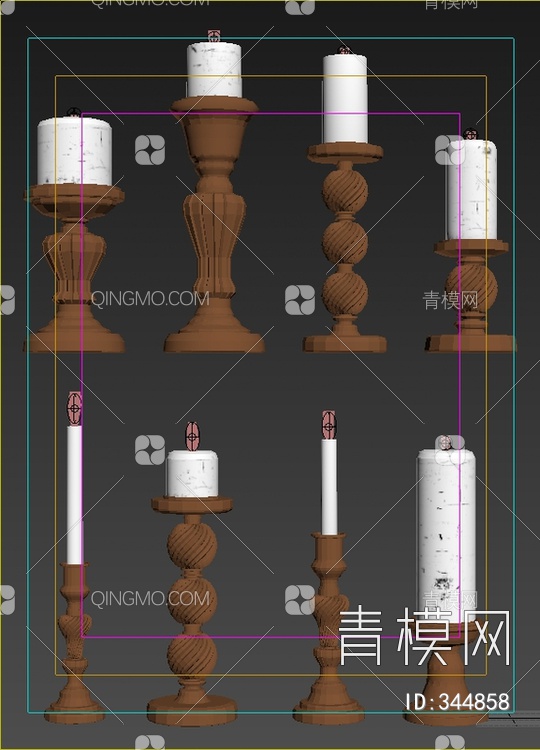 蜡烛烛台组合3D模型下载【ID:344858】