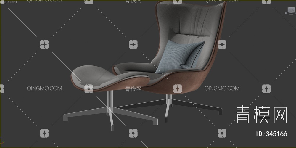 单人沙发  带脚蹬3D模型下载【ID:345166】