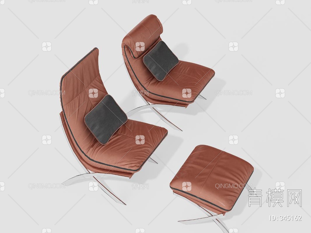 单人沙发  带脚蹬3D模型下载【ID:345162】