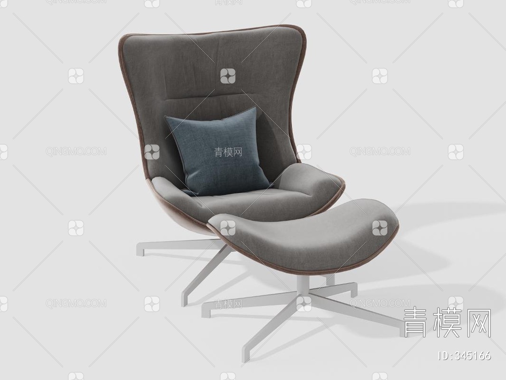 单人沙发  带脚蹬3D模型下载【ID:345166】