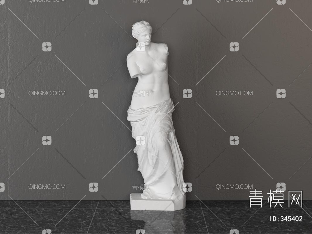 石膏人像雕塑3D模型下载【ID:345402】