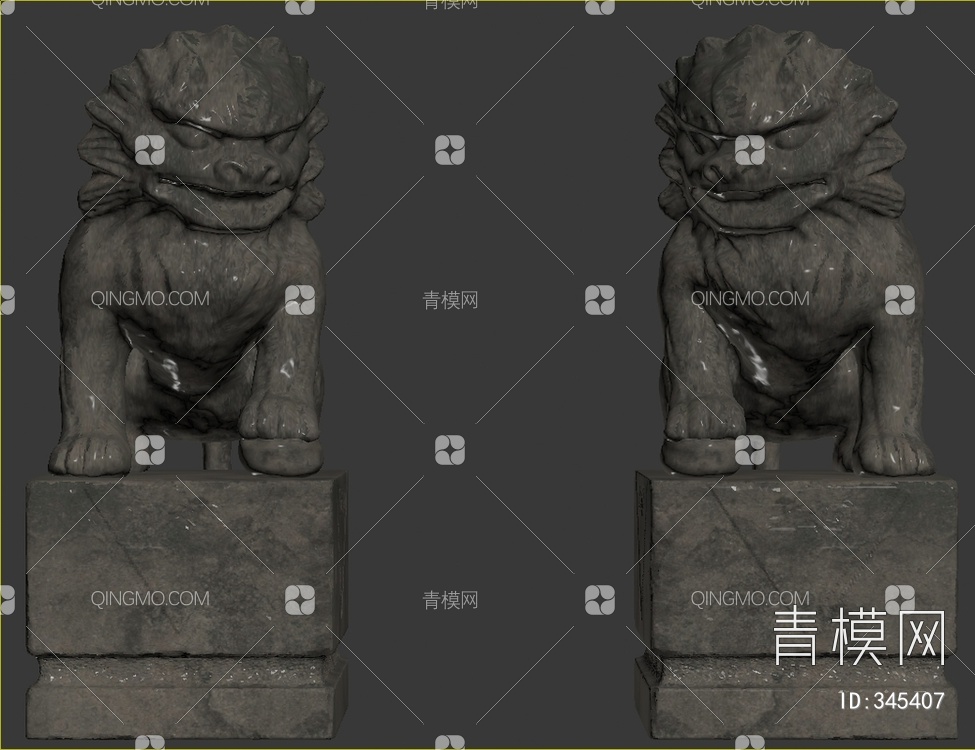 石狮子3D模型下载【ID:345407】