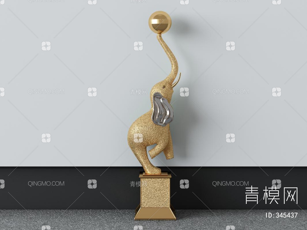 大象雕塑摆件3D模型下载【ID:345437】