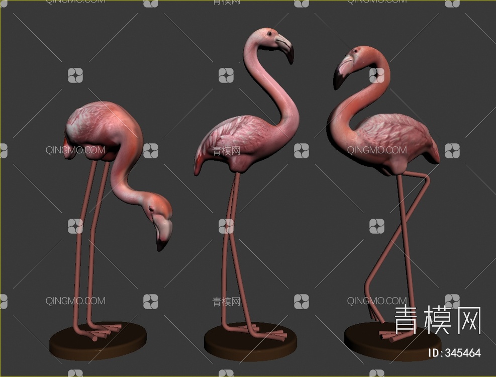 火烈鸟雕塑摆件3D模型下载【ID:345464】