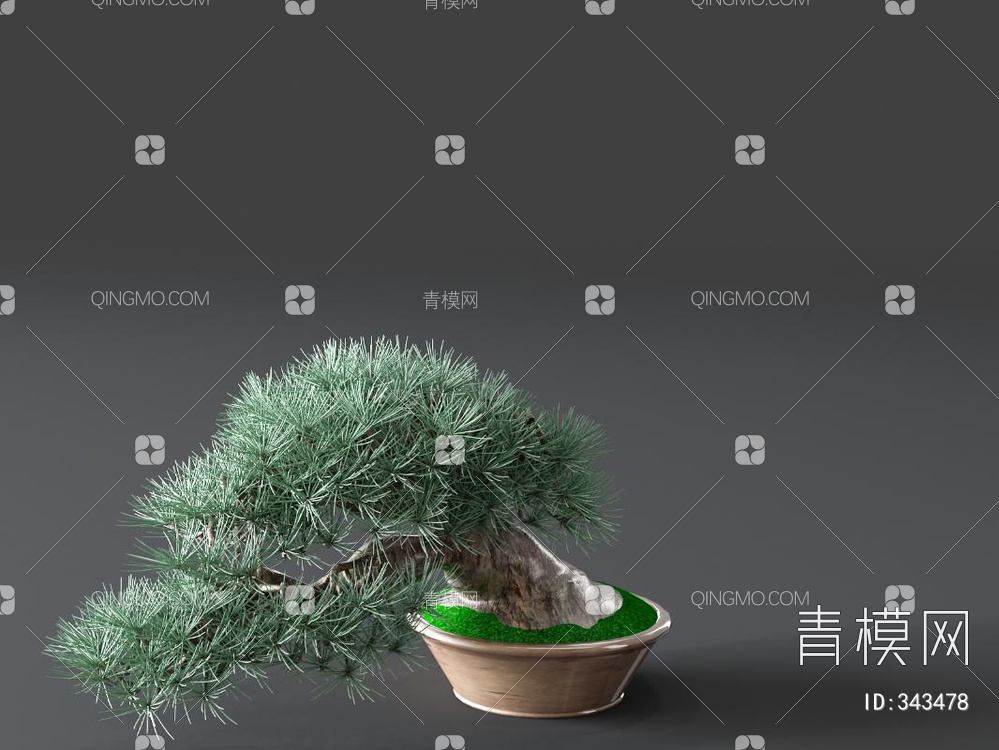 松树盆景3D模型下载【ID:343478】