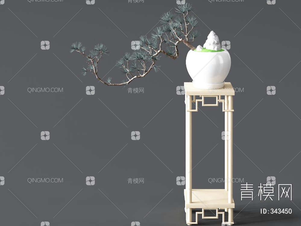 松树盆栽3D模型下载【ID:343450】