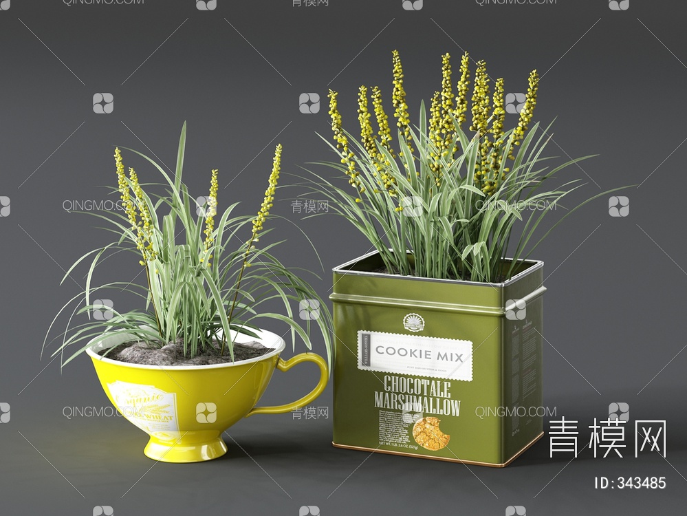 铁盒植物盆栽3D模型下载【ID:343485】