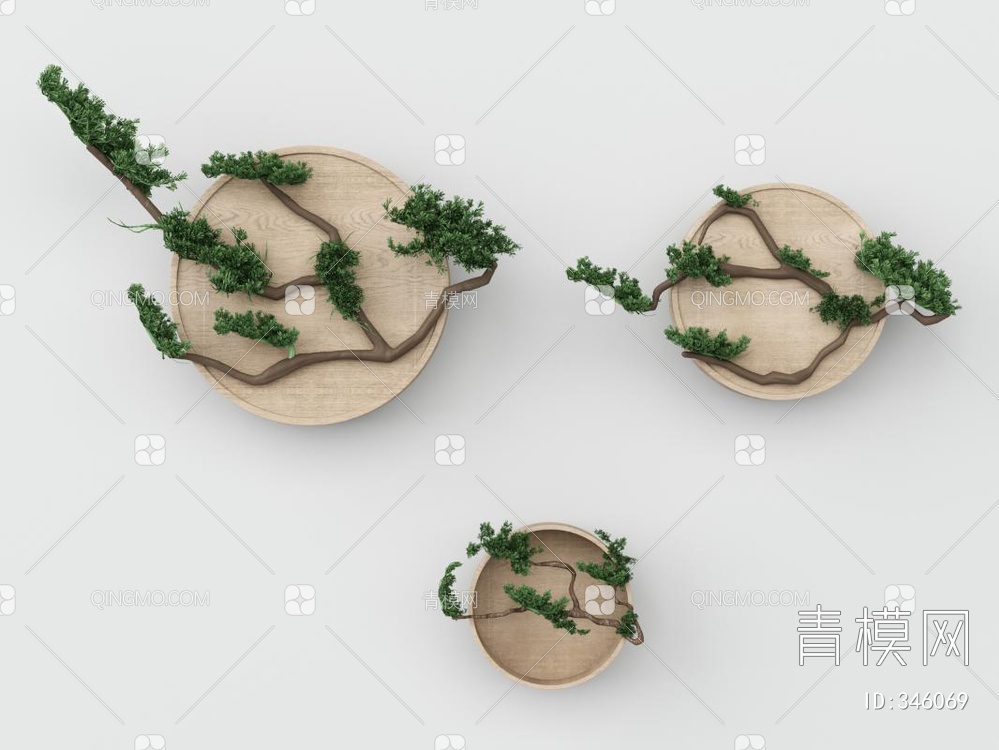 植物墙饰3D模型下载【ID:346069】