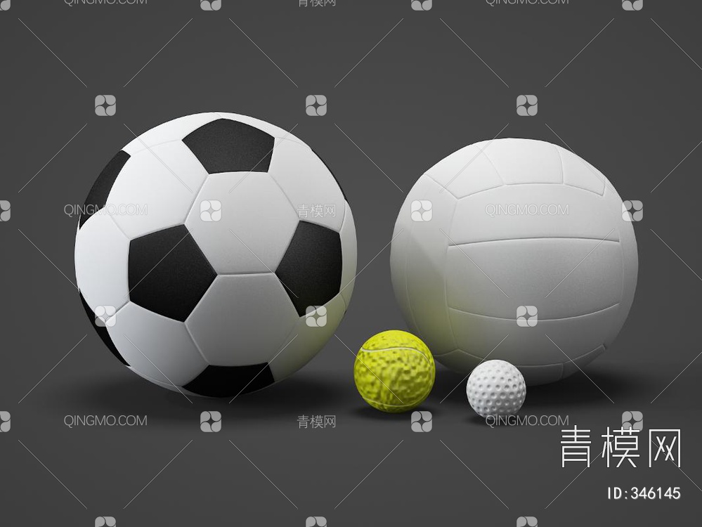 足球高尔夫球组合3D模型下载【ID:346145】