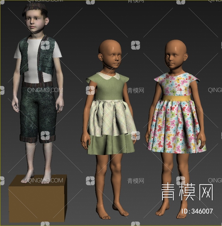 儿童服饰模特3D模型下载【ID:346007】