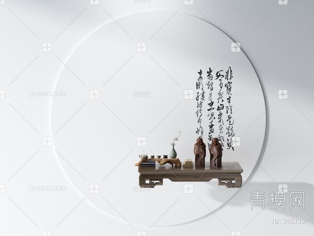 茶具墙饰摆件3D模型下载【ID:346336】