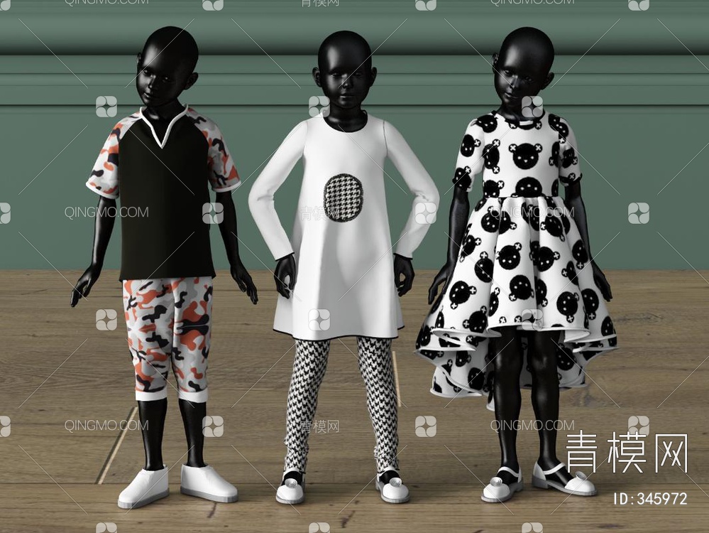 儿童服饰模特3D模型下载【ID:345972】