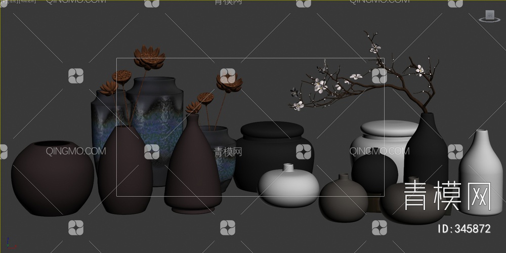 瓷器花瓶组合3D模型下载【ID:345872】