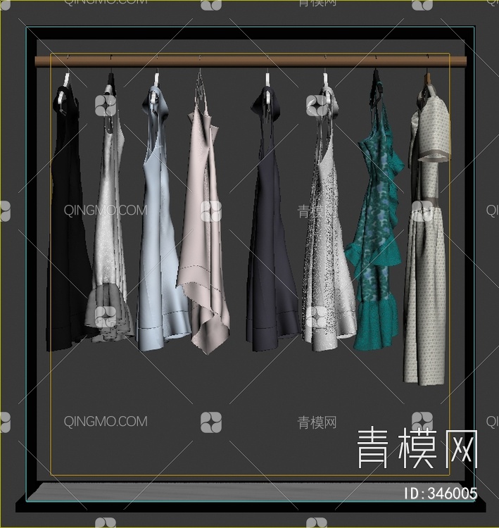 挂衣架 衣服3D模型下载【ID:346005】