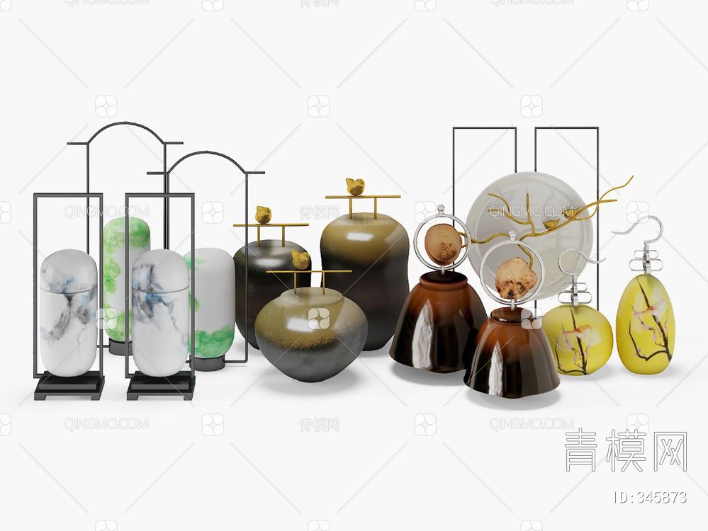 瓷器花瓶组合3D模型下载【ID:345873】