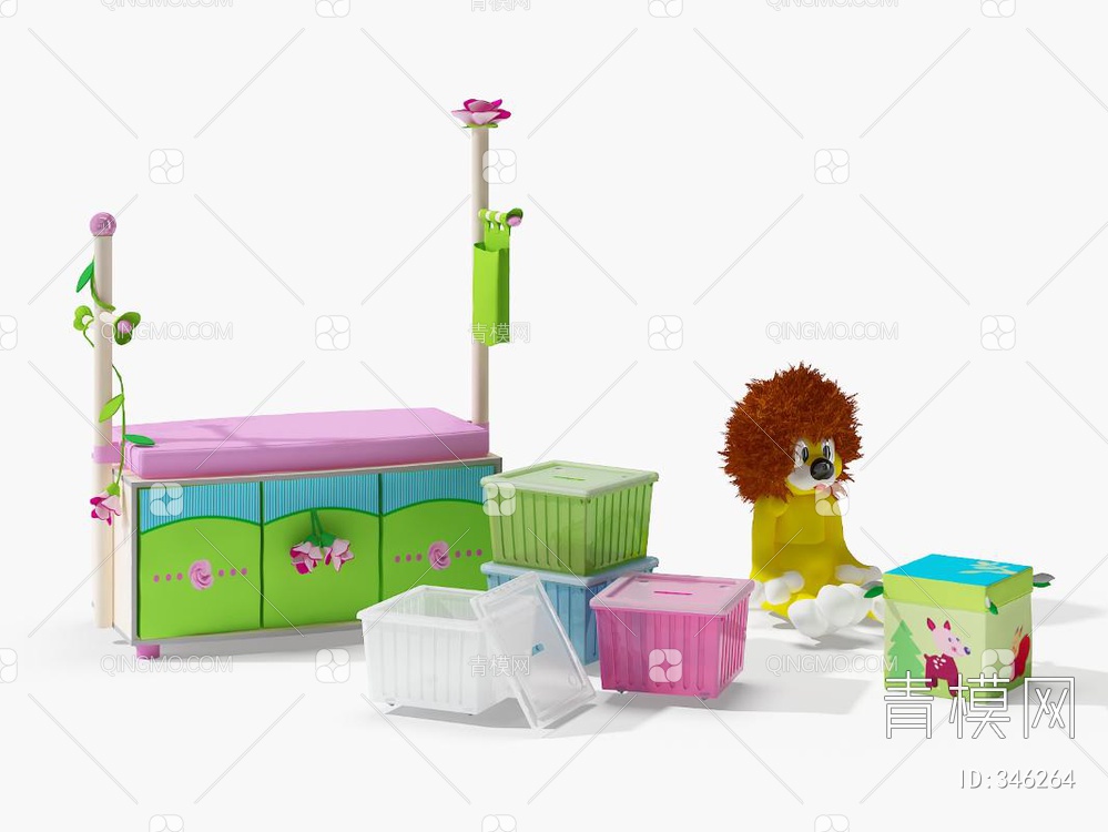 儿童家具收纳箱3D模型下载【ID:346264】