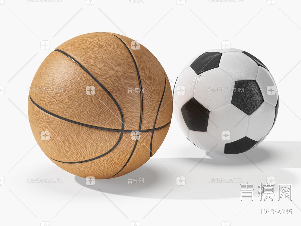 篮球足球3D模型下载【ID:346245】