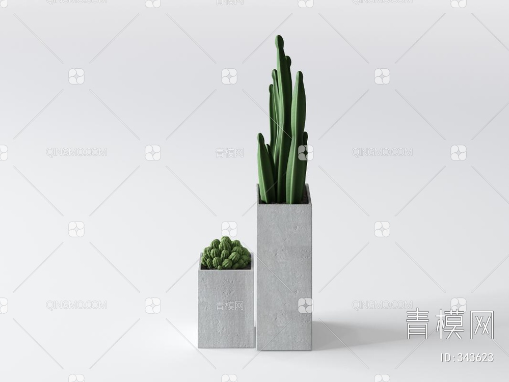植物盆栽3D模型下载【ID:343623】