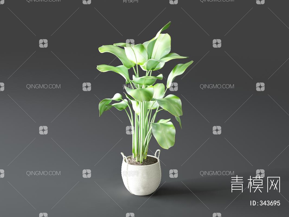草编植物盆栽3D模型下载【ID:343695】