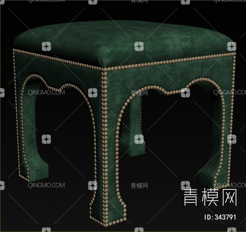 异域风情墨绿色凳子3D模型下载【ID:343791】