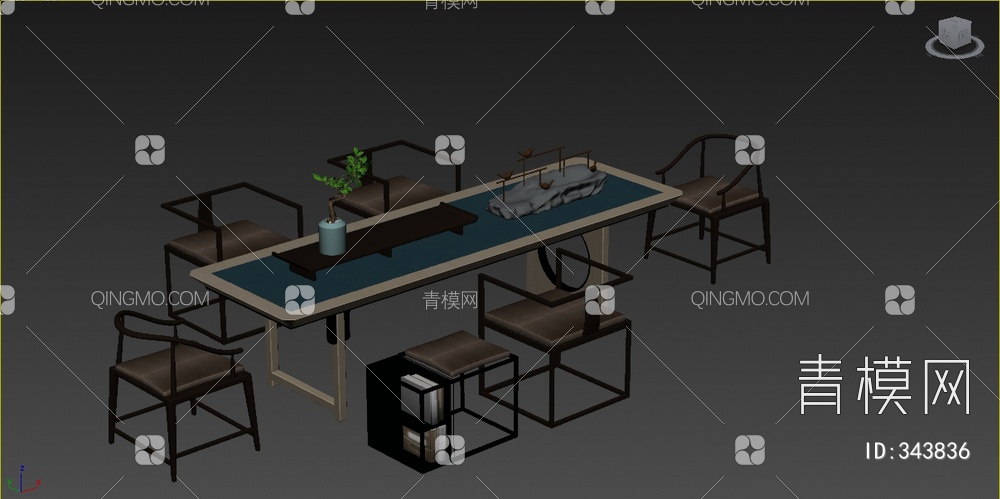 茶桌椅组合3D模型下载【ID:343836】
