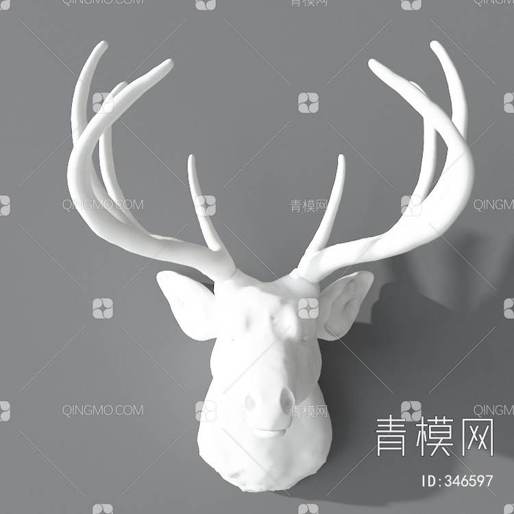 鹿头墙饰3D模型下载【ID:346597】
