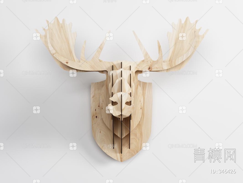 鹿头挂件3D模型下载【ID:346426】