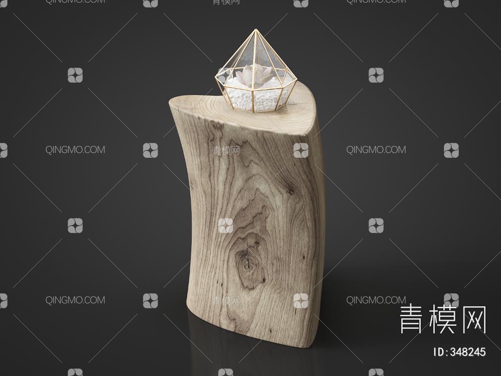 木头边几装饰摆件3D模型下载【ID:348245】