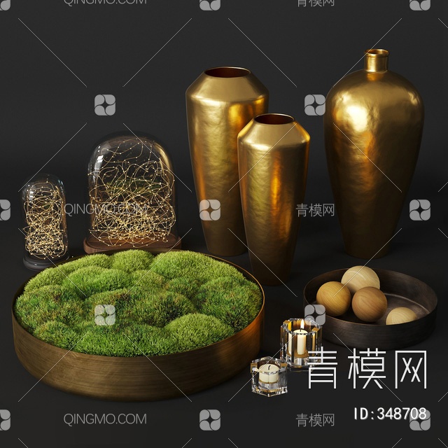 罐子饰品摆件组合3D模型下载【ID:348708】