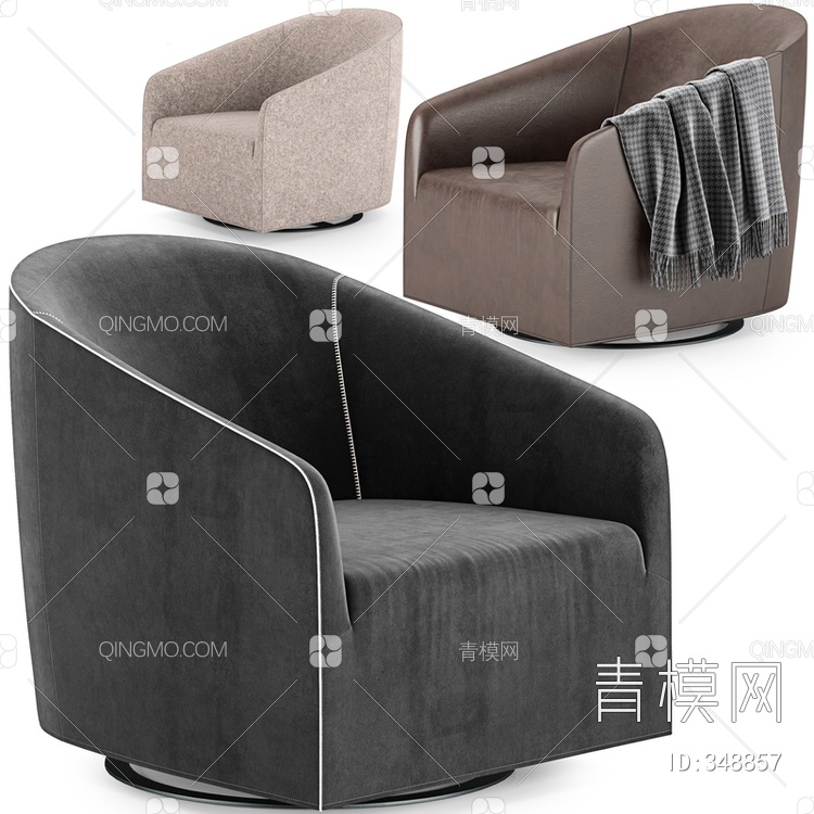 布艺单人沙发3D模型下载【ID:348857】