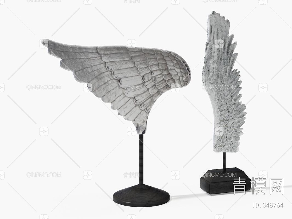 翅膀金属雕塑3D模型下载【ID:348764】