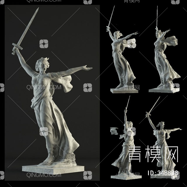 西方人物雕塑3D模型下载【ID:348838】