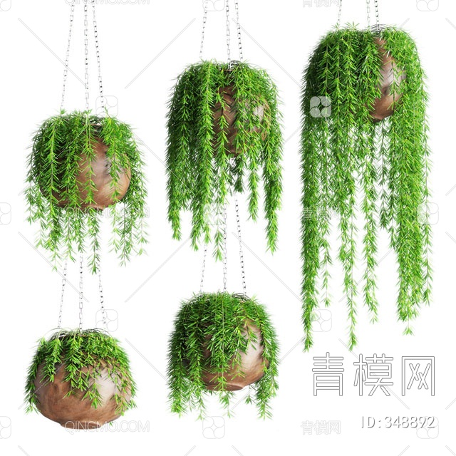 装饰类吊篮植物组合3D模型下载【ID:348892】